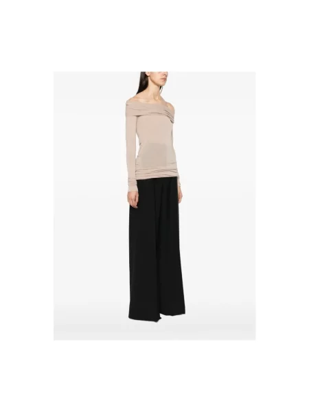 Top Rick Owens z dekoltem halter beżowy