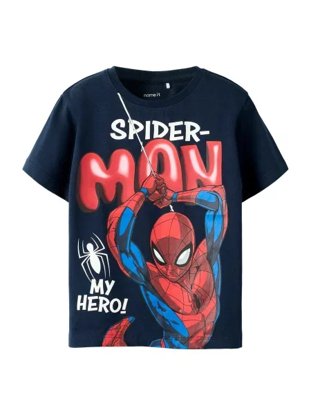 NAME IT Tricou NMMMarvin Spider albastru / bleumarin / roșu alb