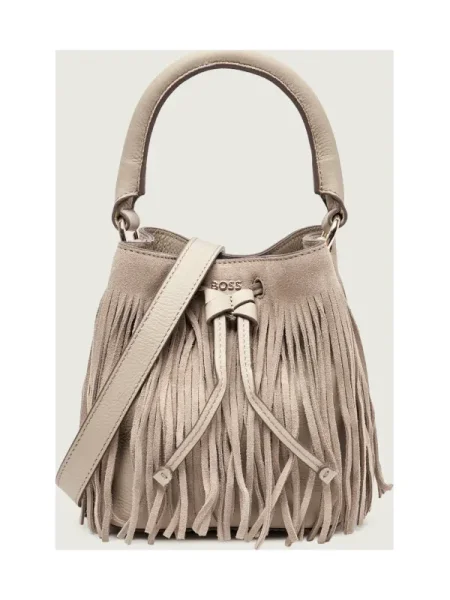 BOSS BLACK Geantă tip sac Lenah S | piele întoarsă bej