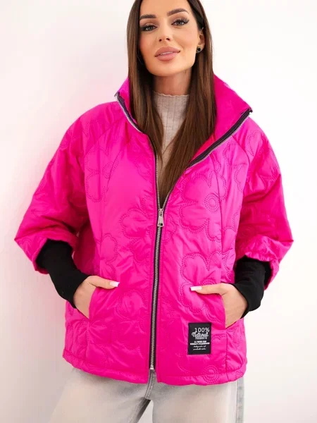 Geacă Kesi Włoski cu model floral matlasată negru