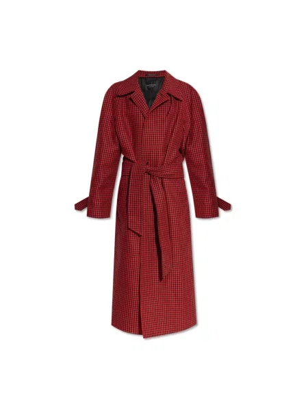 Lniany płaszcz Balenciaga czerwony