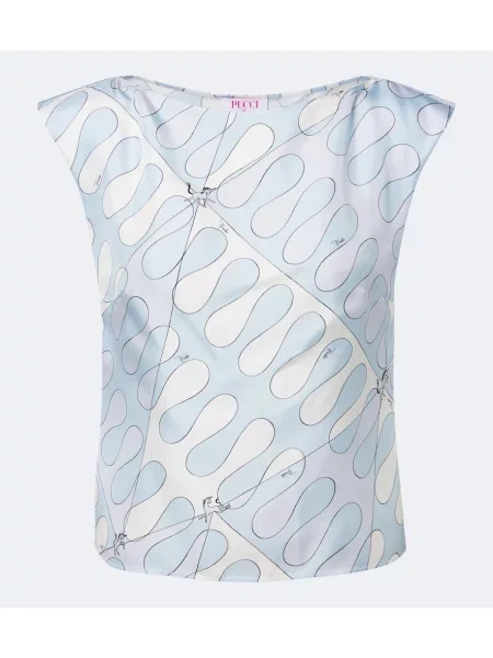 Top Pucci de mătase albastru