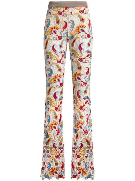 Pantaloni Etro cu model paisley alb