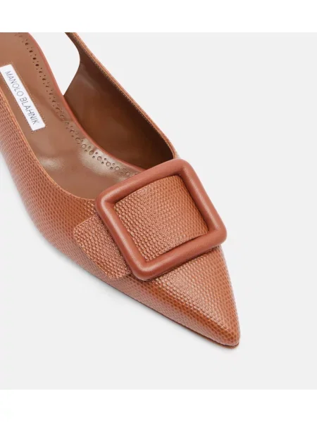 Balerini Manolo Blahnik din piele slingback maro