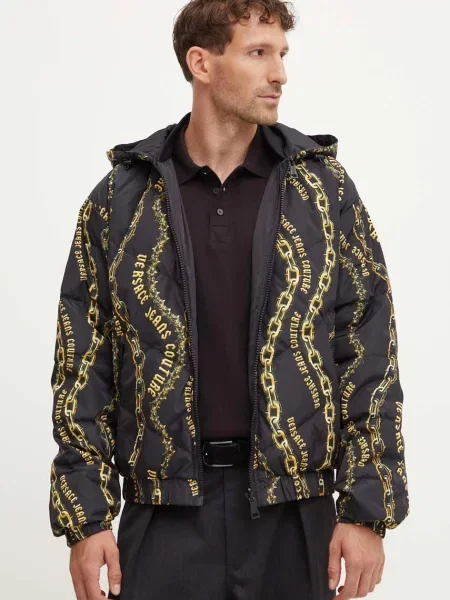 Kurtka jeansowa Versace Jeans Couture dwustronna z nadrukiem czarna