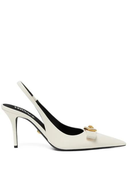 Pantofi cu toc Versace din piele alb
