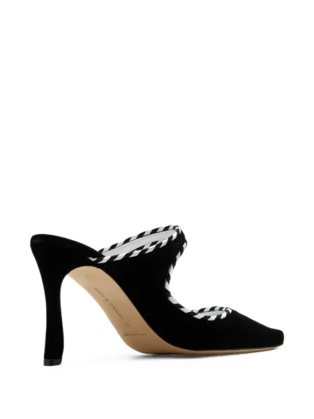 Papuci tip mules Manolo Blahnik țesuți negru