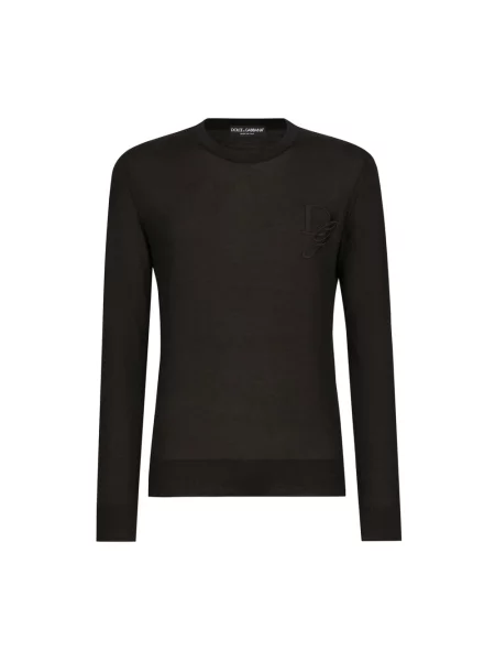 Dzianinowy sweter Dolce And Gabbana z logo czarny