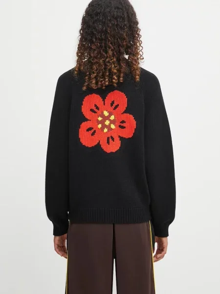 Kenzo cardigan Boke Flower Placed Cardigan călduros negru