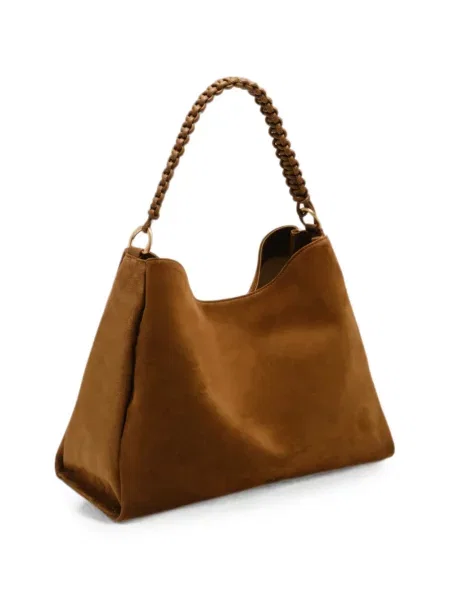 Τσάντα shopper Cult Gaia σουέτ πλεγμένο καφέ