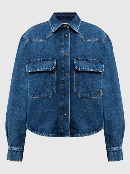 Джинсова сорочка з вишивкою монограми Solotre синя