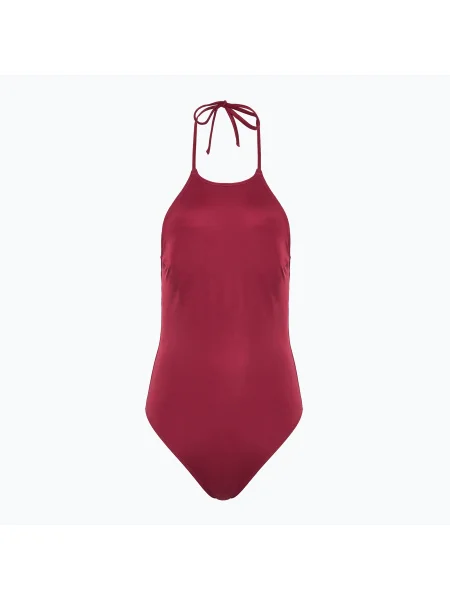 Дамски бански костюм от една част Calvin Klein High Neck RP plum gaze винено червено