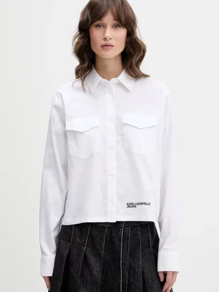 Karl Lagerfeld Jeans cămașă de femei din alb
