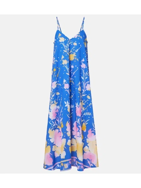 Rochie midi Juliet Dunn de in cu model floral până la genunchi albastru