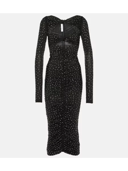 Rochie midi Alex Perry din jerseu de cristal până la genunchi negru