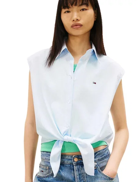 Tommy Jeans Bluză deschis / alb albastru