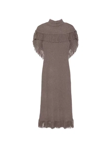 Rochie Simkhai cu franjuri tricotate maro