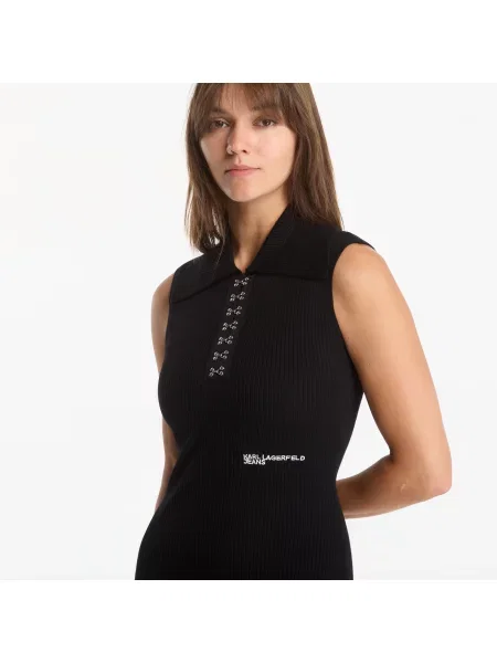 Φόρεμα Karl Lagerfeld Jeans Knit Collar Dress Black L μαύρο