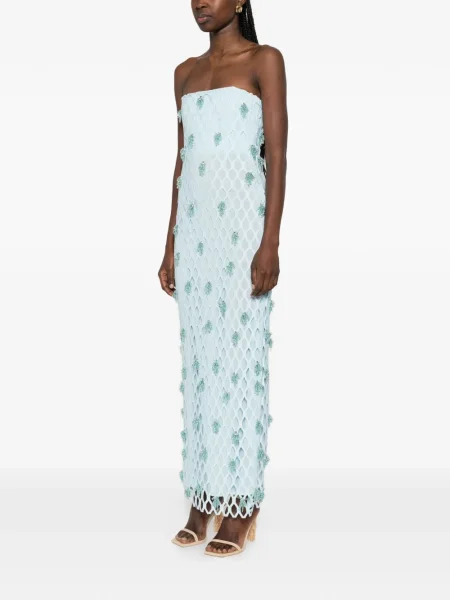 Sukienka maxi Simkhai z koralikami bez ramiączek garniturowa niebieska