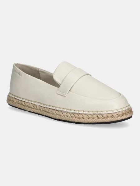 Кожени еспадрили Calvin Klein ESPADRILLE W/CK HW LTH бежово