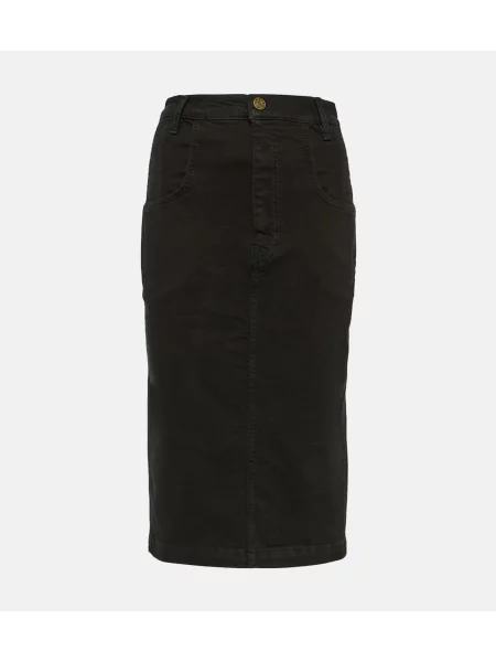 Spódnica jeansowa Frame z wysoką talią do kolan czarna