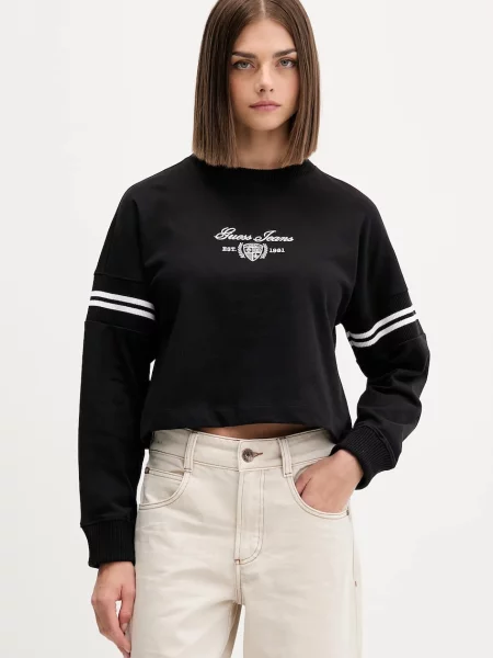 Суитчър Guess Jeans с апликация черно