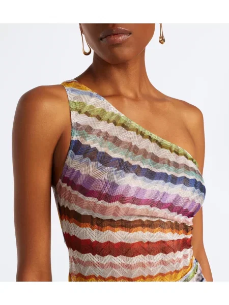 Rochie Missoni cu franjuri cu un umăr gol