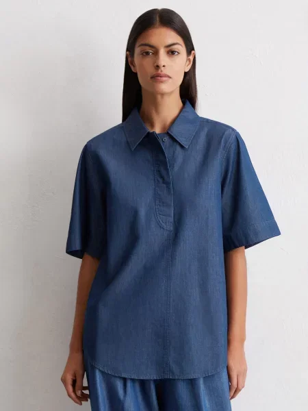 Рубашка Marc O'polo из лиоцела синяя