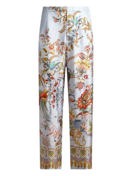 Pantaloni Etro de mătase albastru