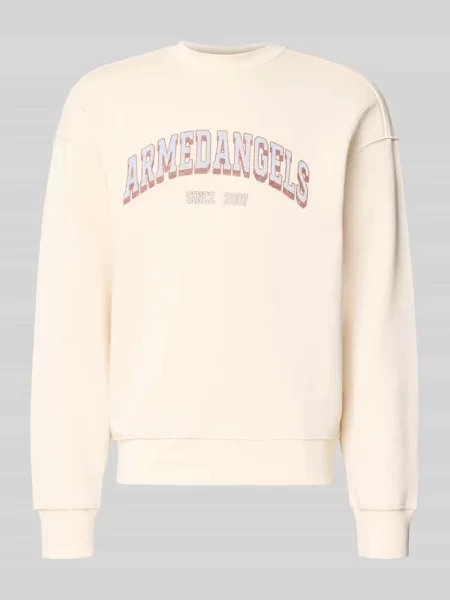 Bluza o kroju relaxed fit z czystej bawełny model WORDMARK' Armedangels biała