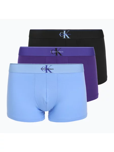Boxeri pentru bărbați Calvin Klein Trunk 3 pairs black w/blue river fog/blue river negru