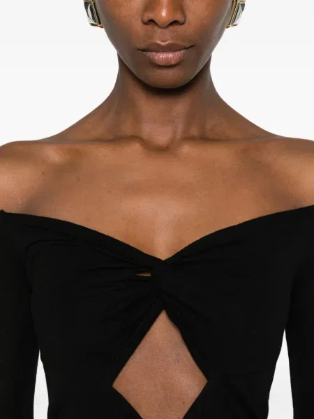 Tricou mânecă lungă Stella Mccartney cu decolteu în V negru