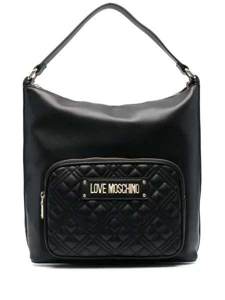 Torebka Love Moschino z logo pikowana czarna