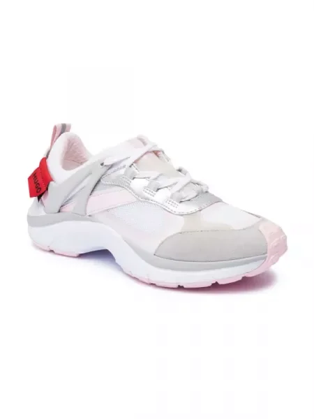 HUGO Sneakers tornacipő bőr hozzáadásával fehér