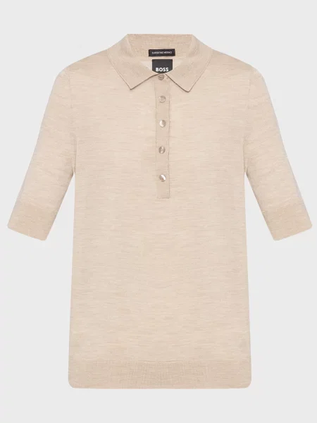 Шерстяное поло Boss бежевое