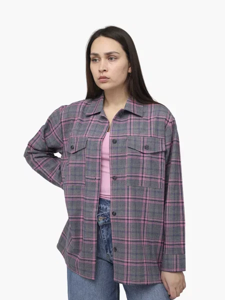 Сорочка повсякденна YUKI бавовна/вовна рожевий