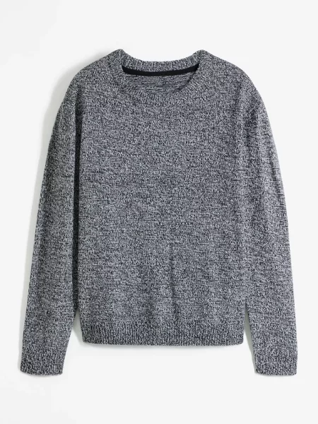 Sweter melanżowy z okrągłym dekoltem szary