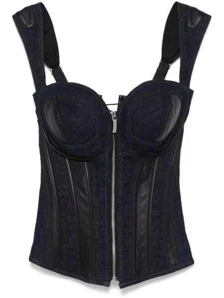 Top Mitiliane Couture din piele albastru