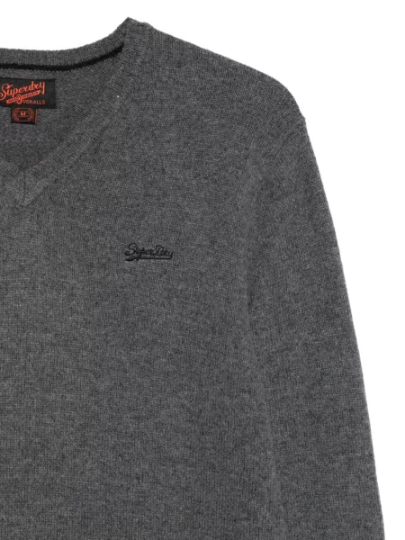 Pulover Superdry cu decolteu în V gri