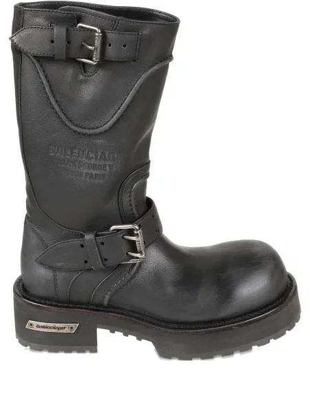 Botine Balenciaga cu cataramă biker negru