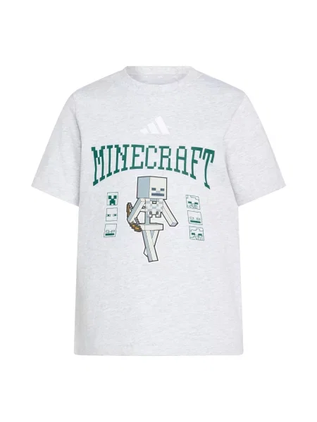 ADIDAS SPORTSWEAR Tehnička sportska majica Minecraft svijetlosiva / siva melange / smaragdno zelena bijela