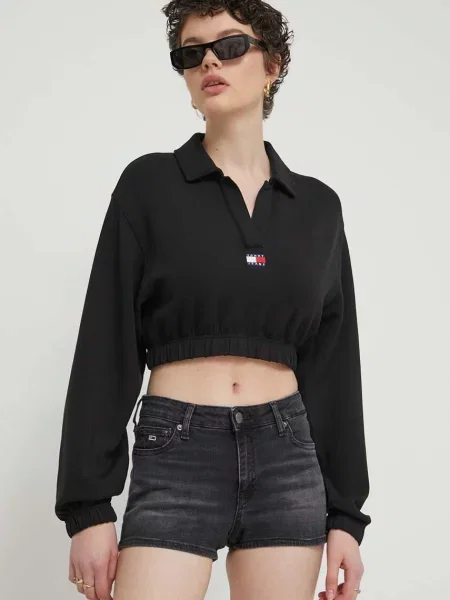 Tommy Jeans bluză femei cu imprimeu negru