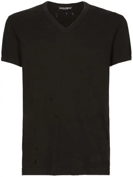 Tricou Dolce & Gabbana cu decolteu în V negru