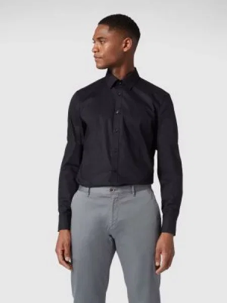Koszula biznesowa o kroju super slim fit z popeliny Olymp No. Six czarna