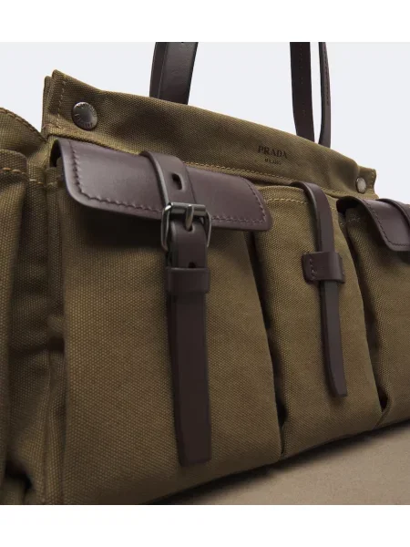 Geantă shopper Prada din canvas verde
