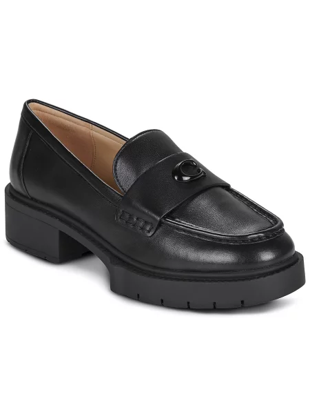 Kožené loafersy Coach čierna