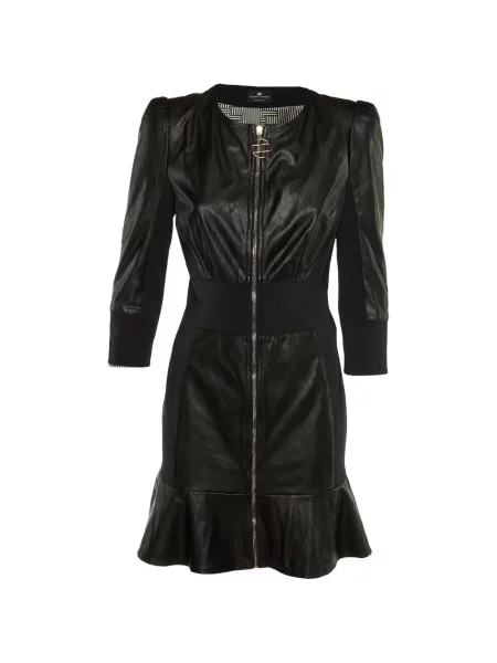 Rochie midi Elisabetta Franchi cu volane negru