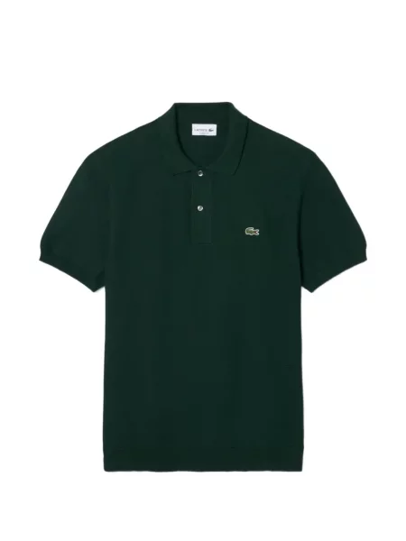Tricou polo Lacoste tricotate cu autograf verde