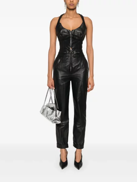 Pantaloni Mitiliane Couture din piele negru