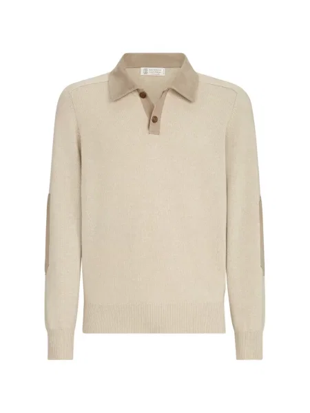Gulerat tricou polo Brunello Cucinelli din piele de căprioară